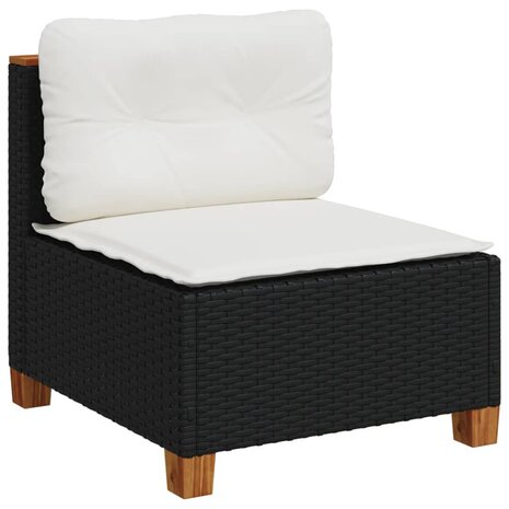 11-delige Loungeset met kussens poly rattan zwart