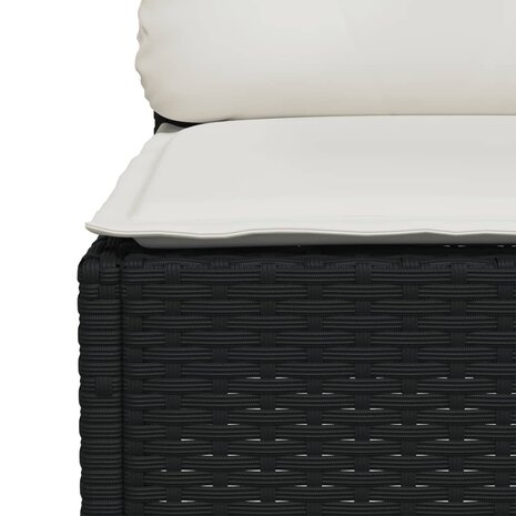4-delige Loungeset met kussens poly rattan zwart