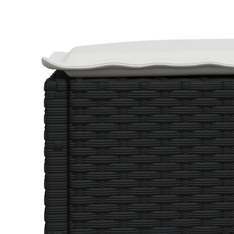 4-delige Loungeset met kussens poly rattan zwart