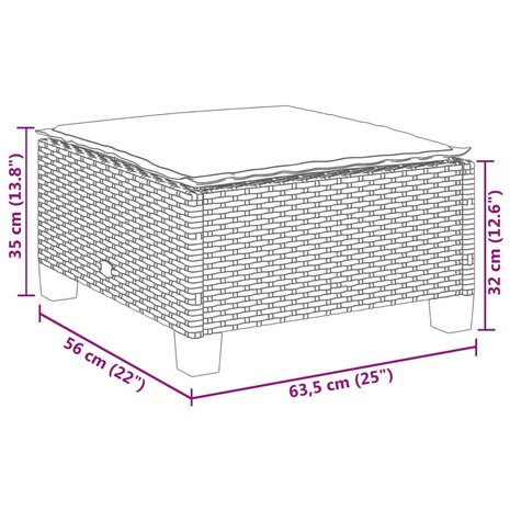 4-delige Loungeset met kussens poly rattan zwart