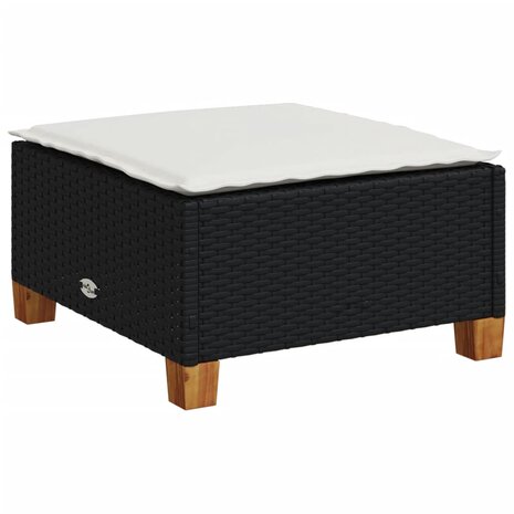6-delige Loungeset met kussens poly rattan zwart