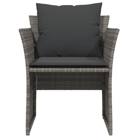 Tuinstoel met voetenbank poly rattan grijs