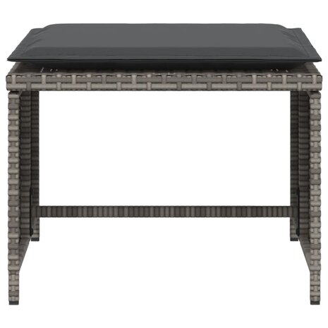 Tuinstoel met voetenbank poly rattan grijs