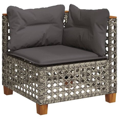 11-delige Loungeset met kussens poly rattan grijs