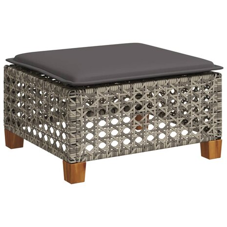 7-delige Loungeset met kussens poly rattan grijs