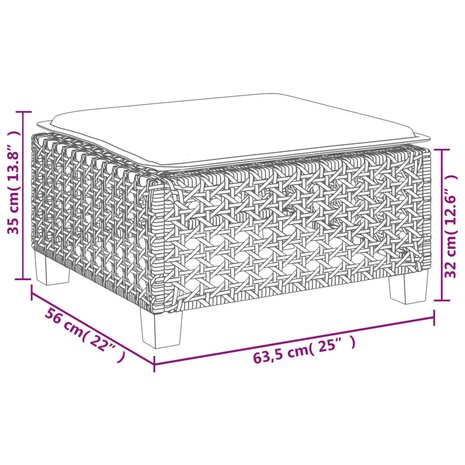 7-delige Loungeset met kussens poly rattan grijs