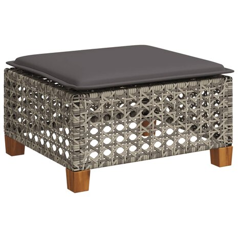 8-delige Loungeset met kussens poly rattan grijs