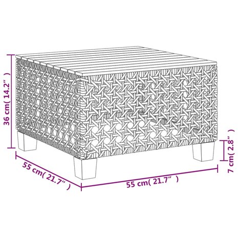 10-delige Loungeset met kussens poly rattan grijs