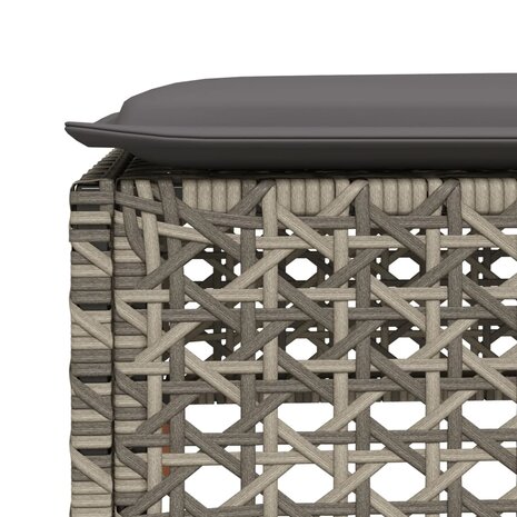 6-delige Loungeset met kussens poly rattan grijs