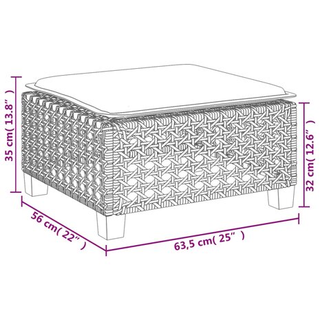 6-delige Loungeset met kussens poly rattan grijs
