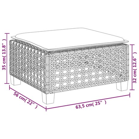 8-delige Loungeset met kussens poly rattan grijs