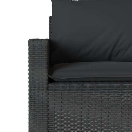 6-delige Loungeset met kussens poly rattan zwart