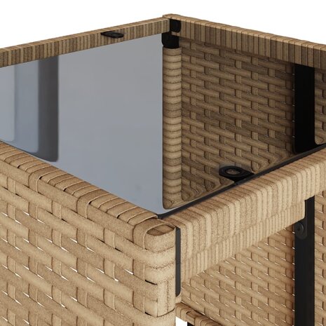 4-delige Loungeset met kussens poly rattan beige