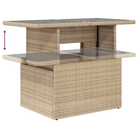 8-delige Loungeset met kussens poly rattan beige