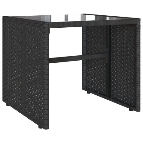 4-delige Loungeset met kussens poly rattan zwart