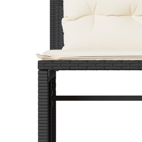 4-delige Loungeset met kussens poly rattan zwart