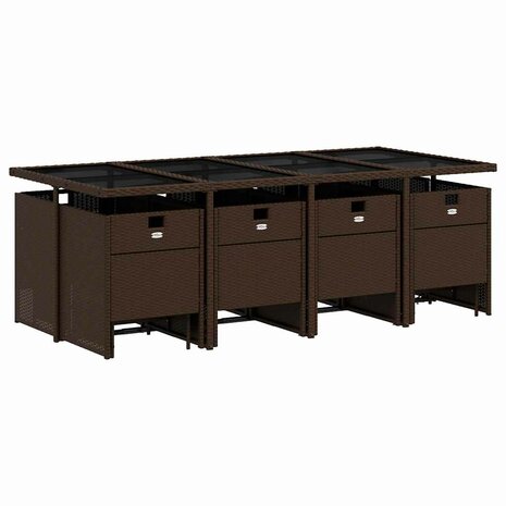 13-delige Tuinset met kussens poly rattan bruin