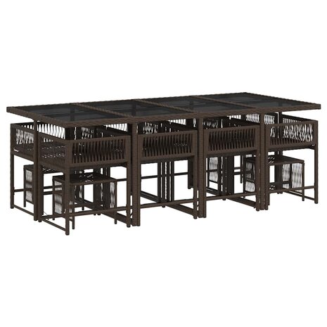 13-delige Tuinset met kussens poly rattan bruin
