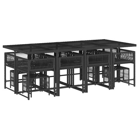 13-delige Tuinset met kussens poly rattan zwart
