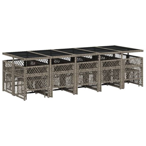 15-delige Tuinset met kussens poly rattan grijs