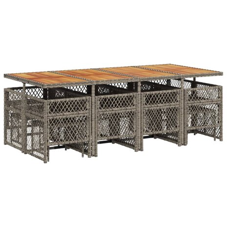 13-delige Tuinset met kussens poly rattan grijs