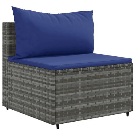 4-delige Loungeset met kussens poly rattan grijs