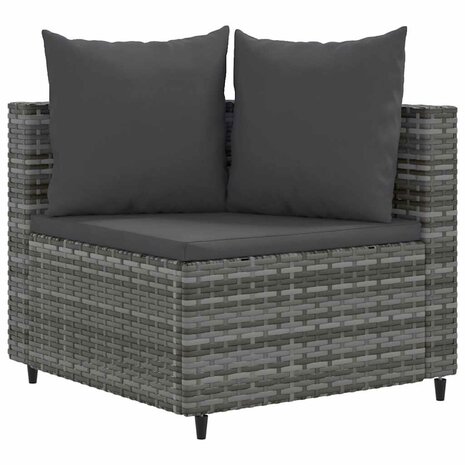 8-delige Loungeset met kussens poly rattan grijs