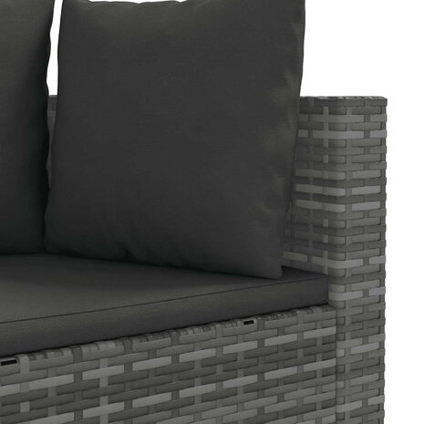 8-delige Loungeset met kussens poly rattan grijs