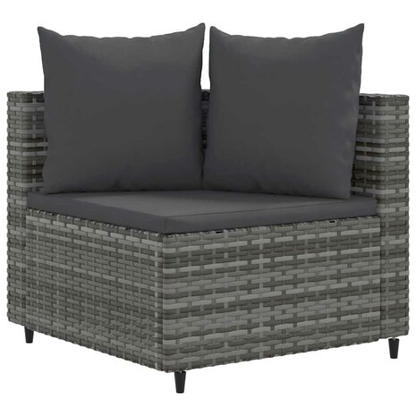 7-delige Loungeset met kussens poly rattan grijs
