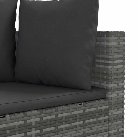 7-delige Loungeset met kussens poly rattan grijs