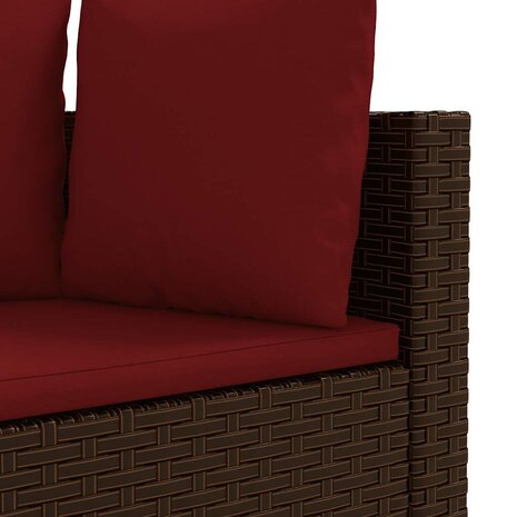 4-delige Loungeset met kussens poly rattan bruin