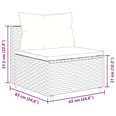 4-delige Loungeset met kussens poly rattan bruin