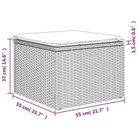 5-delige Loungeset met kussens poly rattan lichtgrijs
