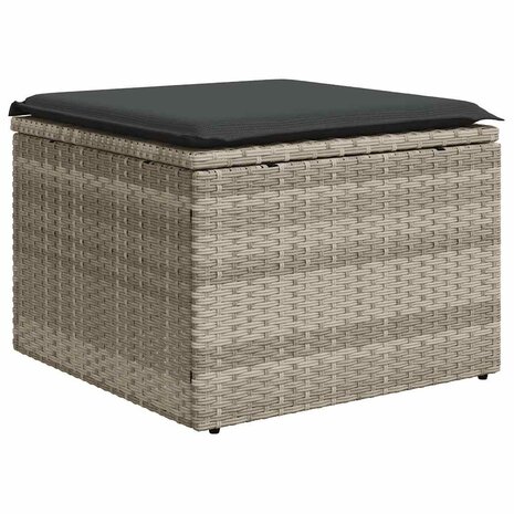 6-delige Loungeset met kussens poly rattan lichtgrijs