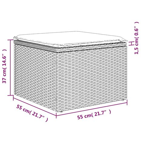6-delige Loungeset met kussens poly rattan lichtgrijs