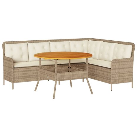 2-delige Loungeset met kussens poly rattan beige