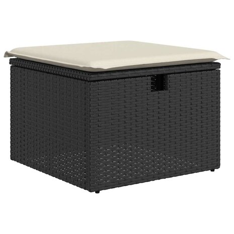 5-delige Loungeset met kussens poly rattan acacia zwart