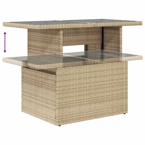 8-delige Loungeset met kussens poly rattan beige