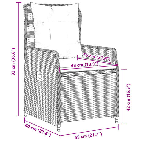 9-delige Tuinset met kussens poly rattan beige