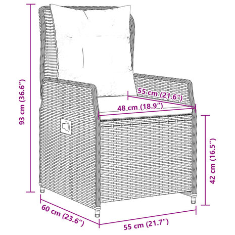 7-delige Tuinset met kussens poly rattan beige