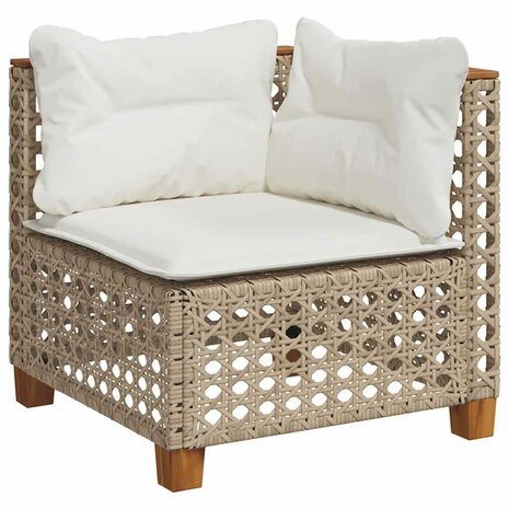 9-delige Loungeset met kussens poly rattan beige