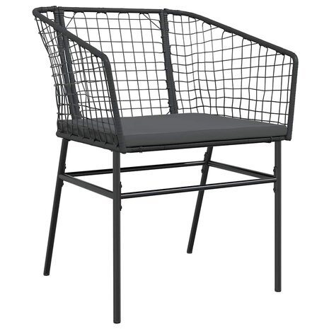 9-delige Tuinset met kussens poly rattan glas zwart