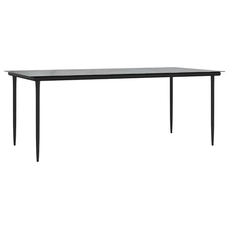 9-delige Tuinset met kussens poly rattan glas zwart