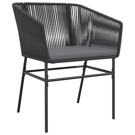 7-delige Tuinset met kussens poly rattan glas zwart
