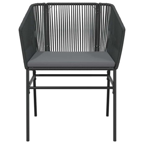 7-delige Tuinset met kussens poly rattan glas zwart