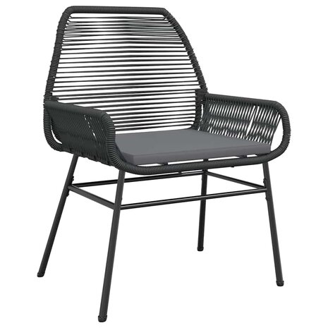 5-delige Tuinset met kussens poly rattan glas zwart