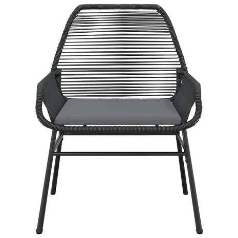 5-delige Tuinset met kussens poly rattan glas zwart