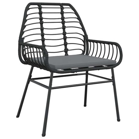 5-delige Tuinset met kussens poly rattan glas zwart
