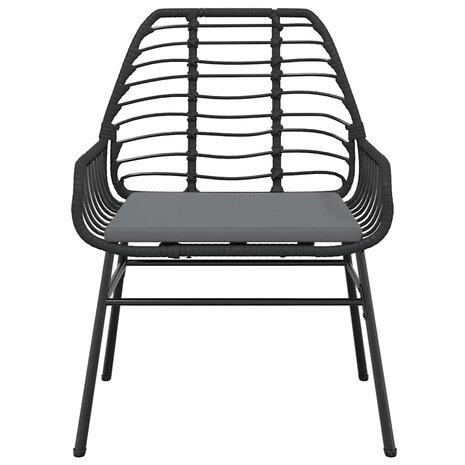 5-delige Tuinset met kussens poly rattan glas zwart