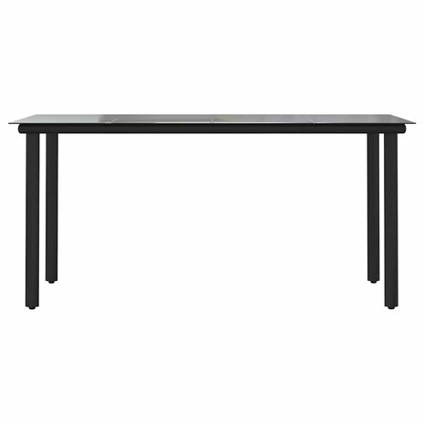 5-delige Tuinset met kussens poly rattan glas zwart
